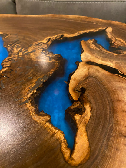 Black Walnut Round Epoxy Coffee Table